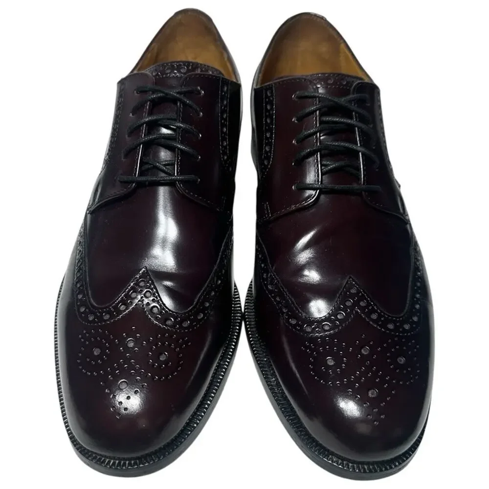 Cole Haan Vintage 11 Dark Burgundy Brown Leather Oxford Wingtip Brogue Shoes